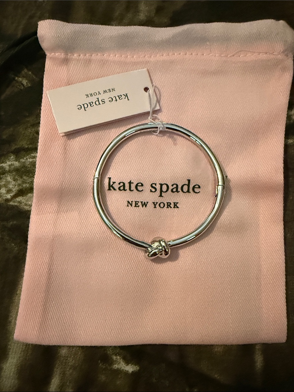 kate spade Silver Knot Bangle with Pink Pouch
